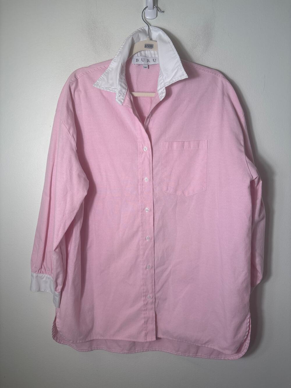 Buru Pink With White Collar Shirt/Dress Sz M/L
